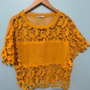 Zara Mesh Gold Top Women (sz 28) Medium